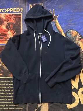 RSQ Navy Full-Zip Hooded Sweatshirt
